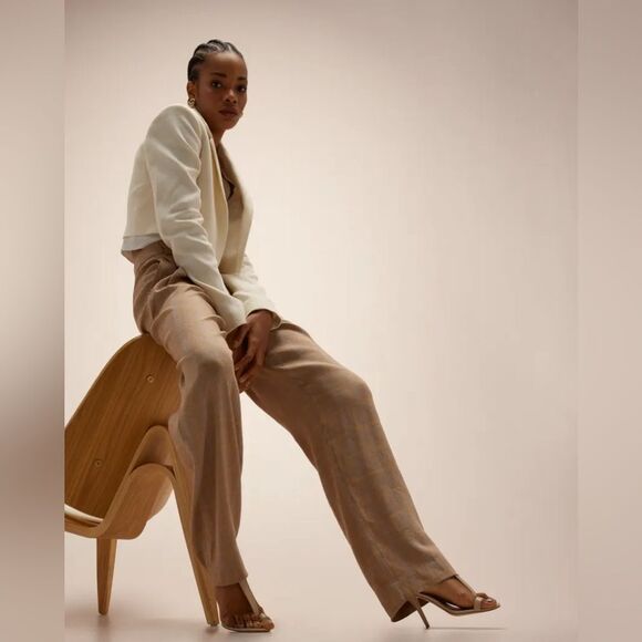 A.L.C. Fynn Plaid Straight-Leg Pants in Tawny Plaid 2 NWT - Picture 4 of 16